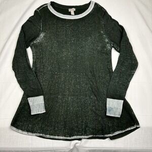 Logo By Lori Goldstein Tunic Sweater Green Cotton Burnout Sz L Soft Fairy Nature